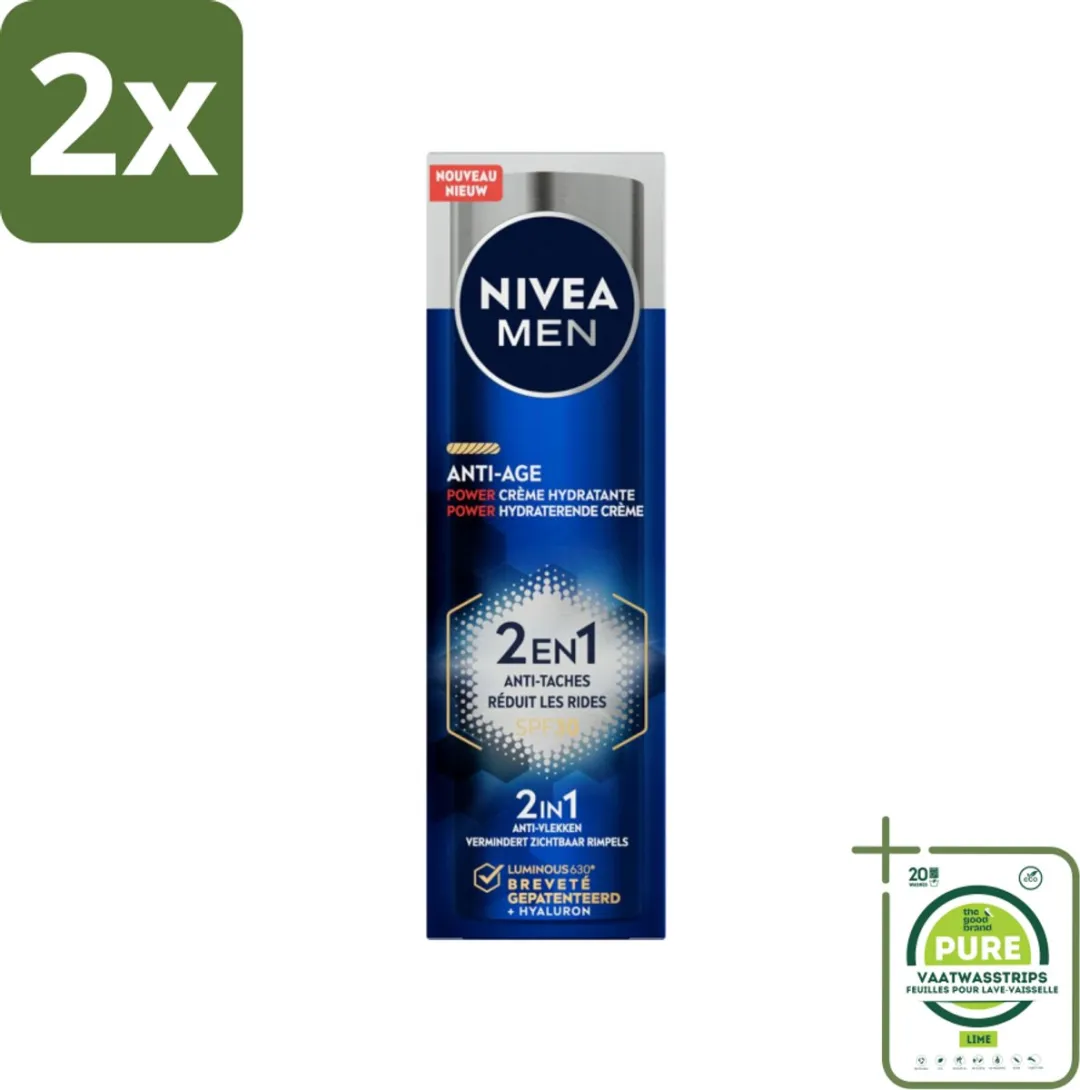NIVEA MEN Anti-Age 2in1 Power Hydraterende Crème Gezicht SPF 30