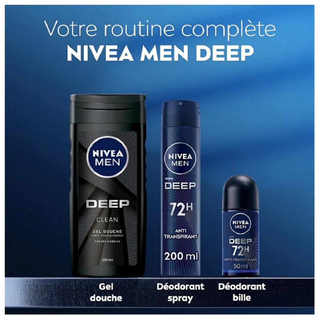 NIVEA Men Deep Clean 3-in-1 Douchegel & Haar Kleipoeder 500ml
