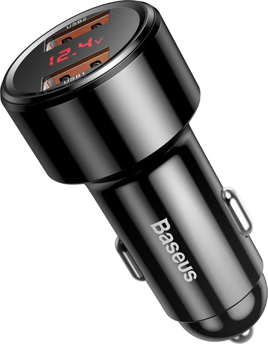 Baseus Magic Series Dual QC Autolader 45W - 2x USB - Zwart