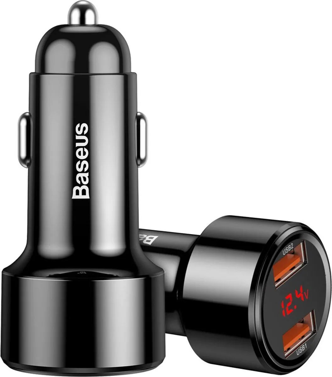 Baseus Magic Series Dual QC Autolader 45W - 2x USB - Zwart