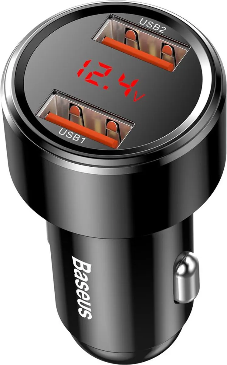 Baseus Magic Series Dual QC Autolader 45W - 2x USB - Zwart