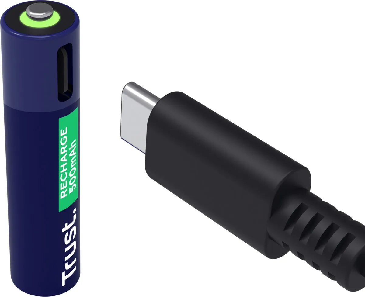 Trust 25585 Oplaadbare Lithium AAA Batterijen - 2 Stuks - Blauw/ Groen