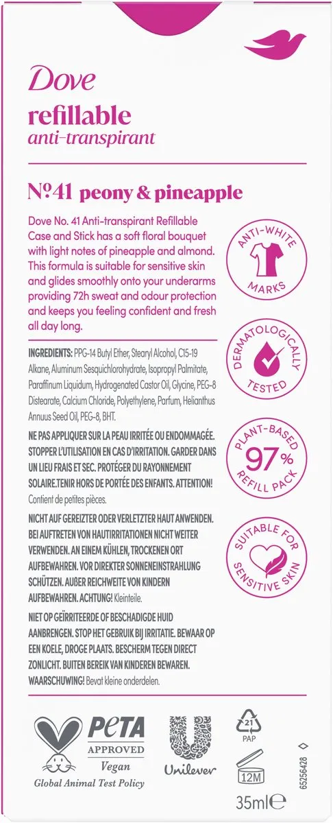 Dove Anti-Transpirant Starterkit No. 41 Peony & Pineapple 35ml - afbeelding 6 van 6