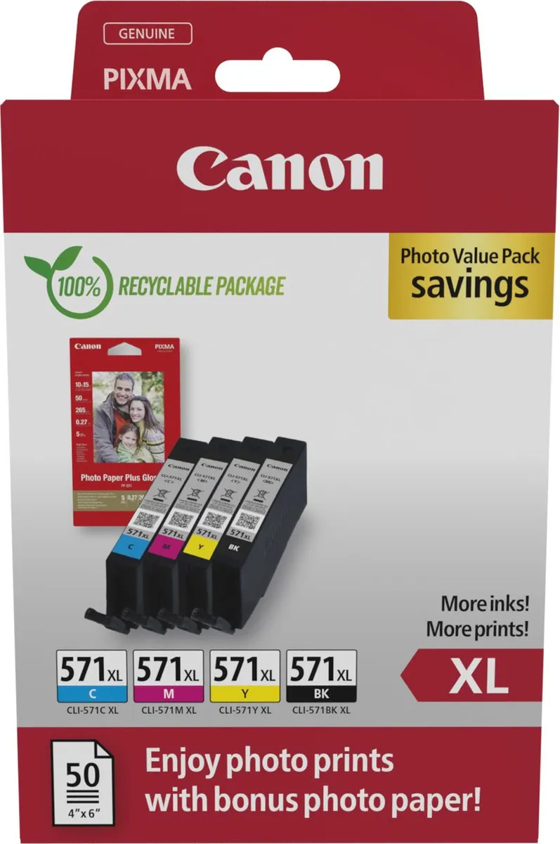 Canon CLI-571XL Inktcartridge - 50 Stuks - Zwart & Kleur
