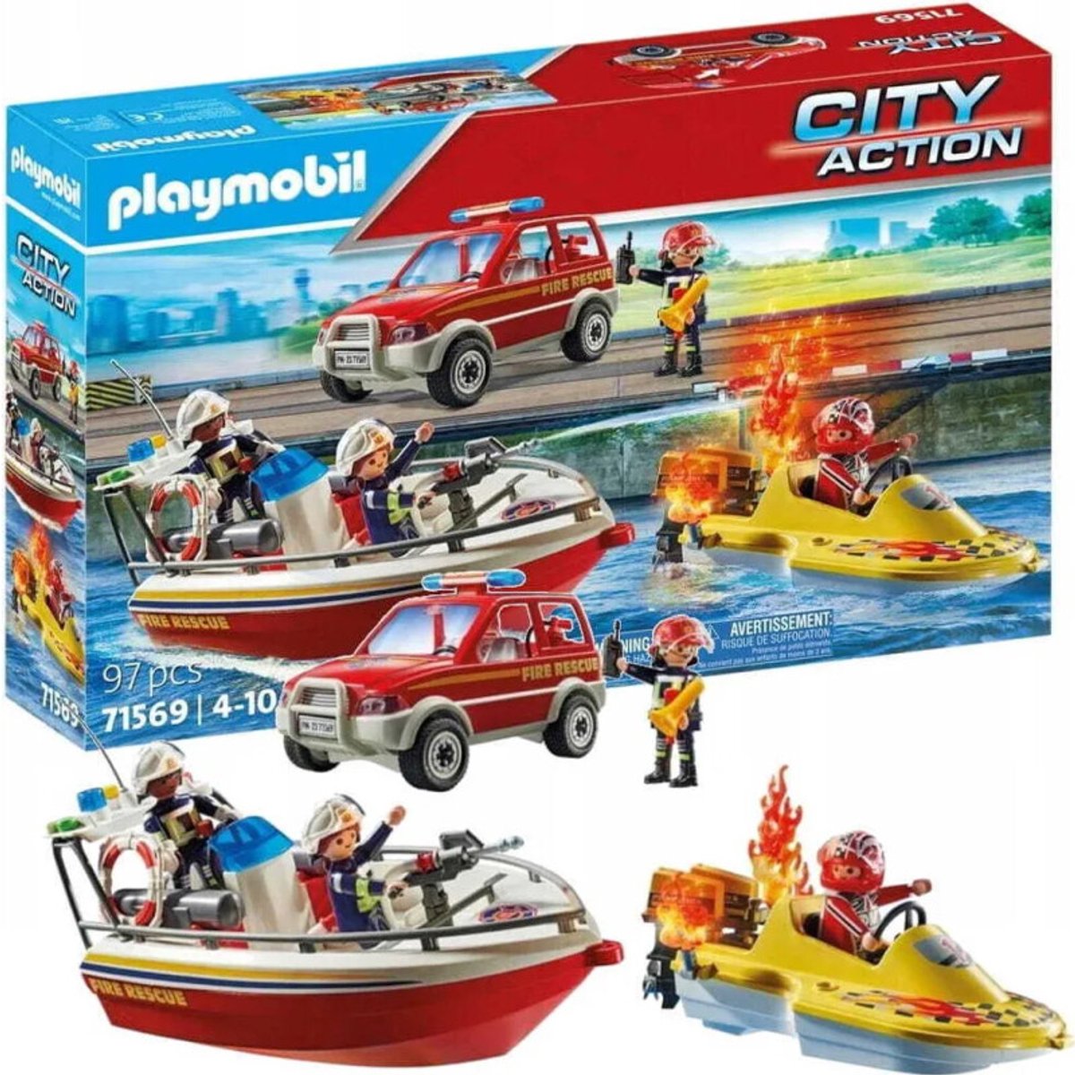 PLAYMOBIL Brandweer blust missie op het water - P-71569