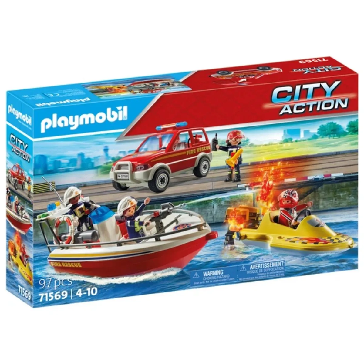 Playmobil Brandweer Blustmissie Op Het Water P-71569 - 97 Stuks