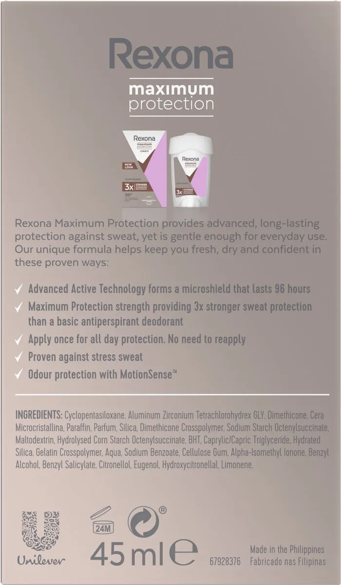 Rexona Maximum Protection Deodorant Stick Confidence 810ml - 18 Stuks