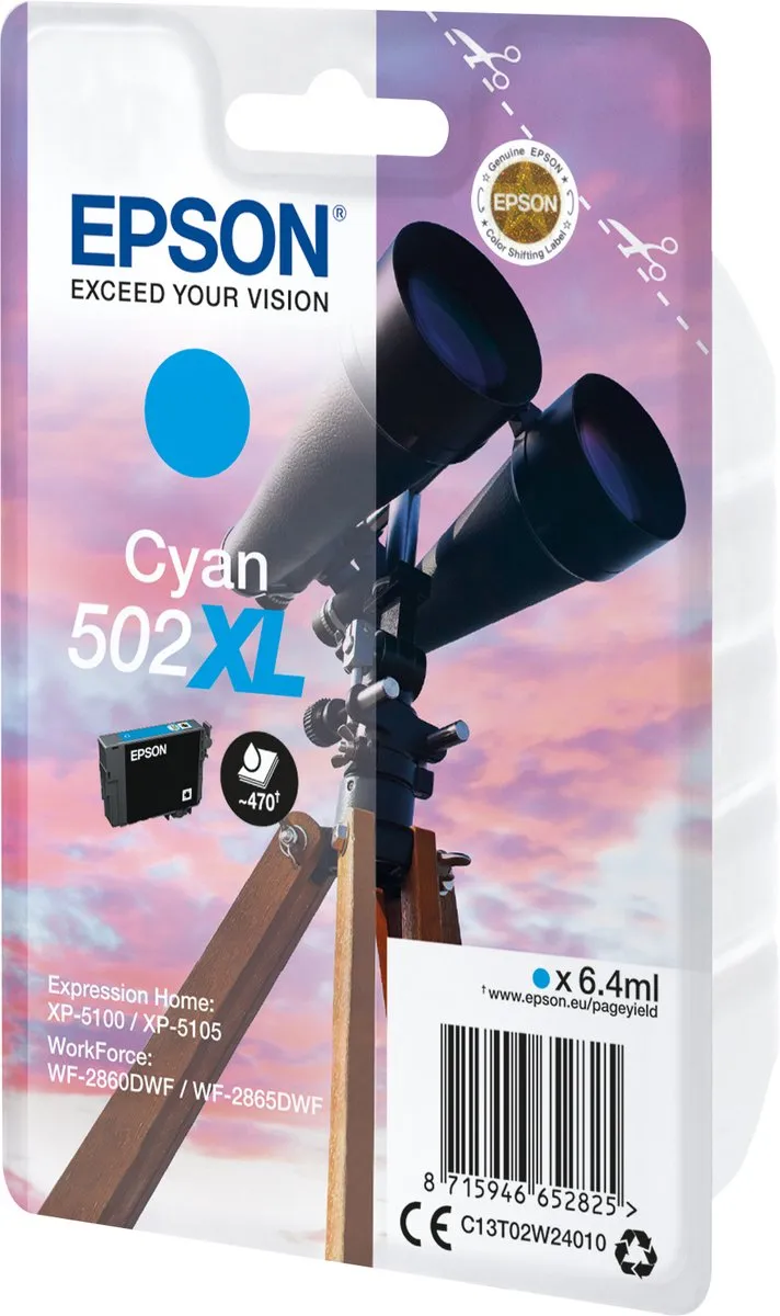 Epson C13T02W24020 XL Cartridge - Cyaan - 470 pagina's