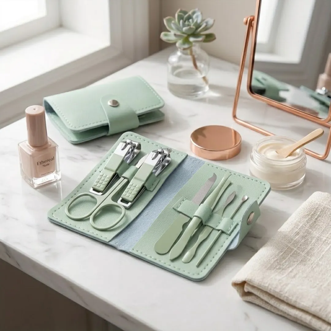 NuveX Manicure Set 7-delig - Roestvrij staal - Groen