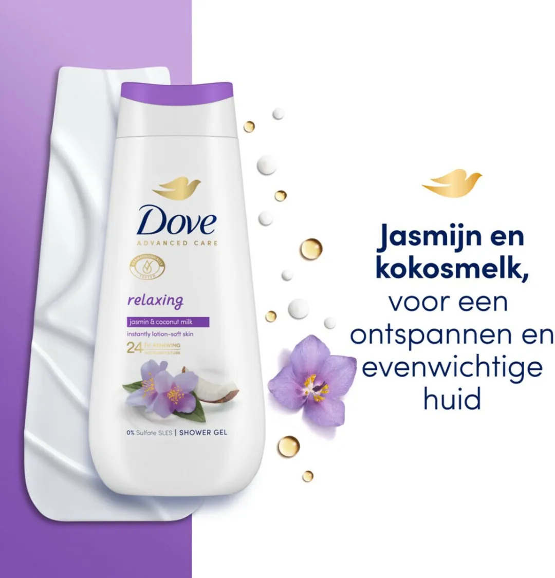 Dove Douchecrème Relaxing Kokos & Jasmijn 225ml - 2 Stuks