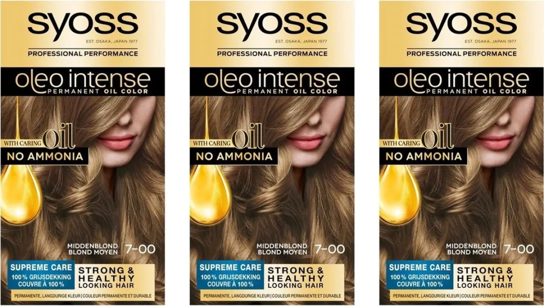 SYOSS Color Oleo Intense 7-00 Middenblond - 3 Stuks - afbeelding 2 van 3