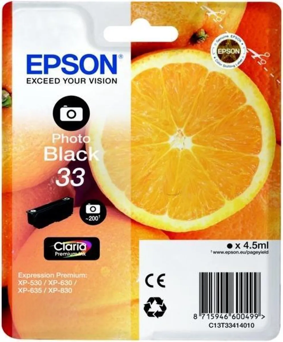 Epson Claria Premium C13T33414010 Cartouche Foto Zwart - 200 pagina's