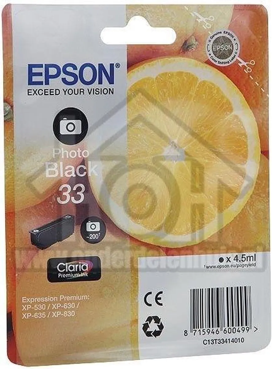 Epson Claria Premium C13T33414010 Cartouche Foto Zwart - 200 pagina's