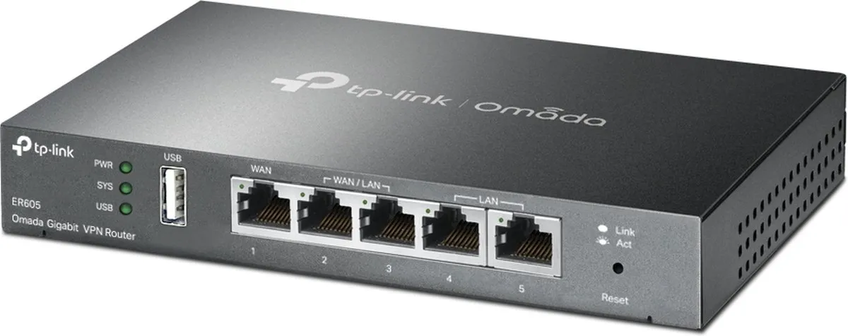 TP-Link Omada TL-R605 Router - 5x LAN, 4x WAN - Grijs