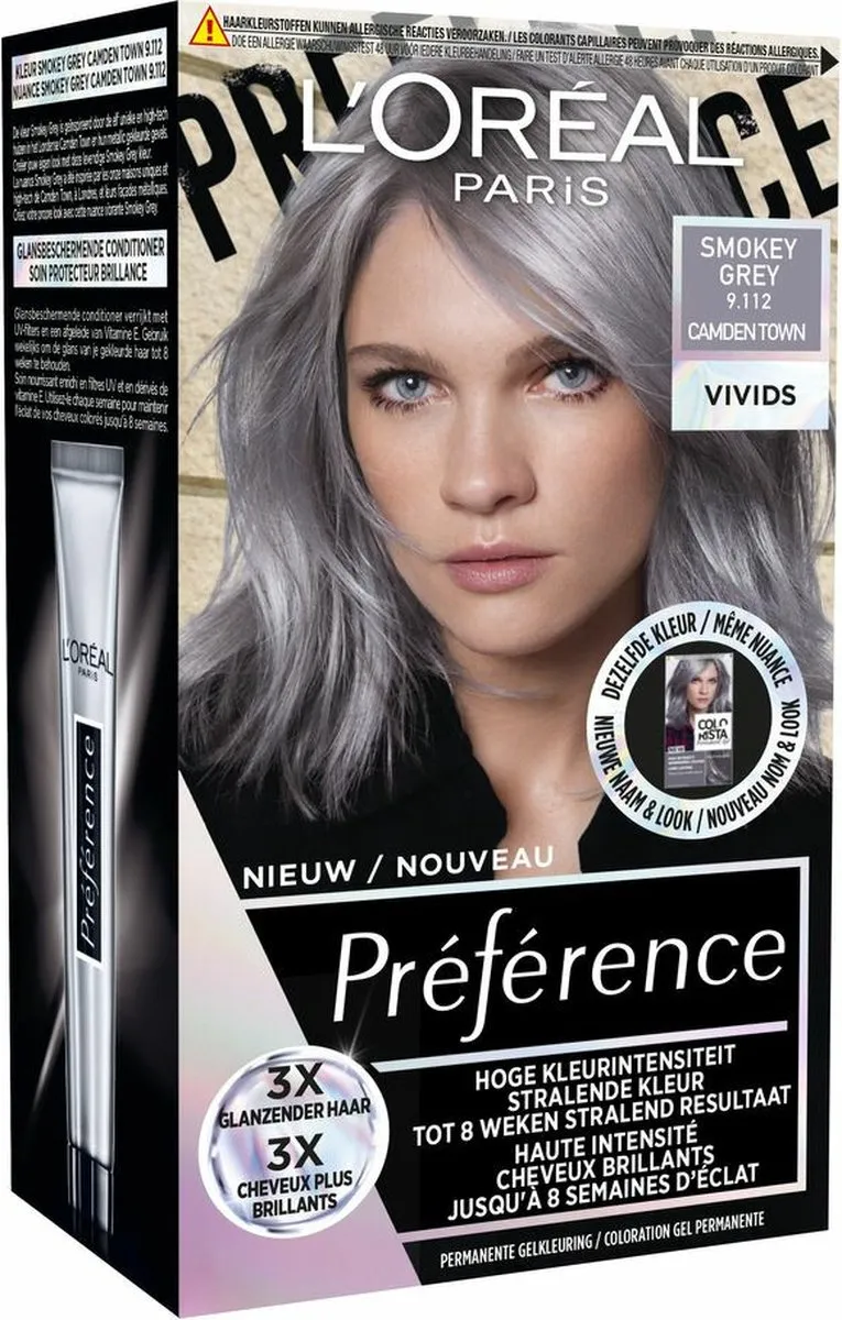 L'Oréal Paris Preference Vivids 9.112 Smokey Grey Permanent Haarkleuring - 6 Stuks