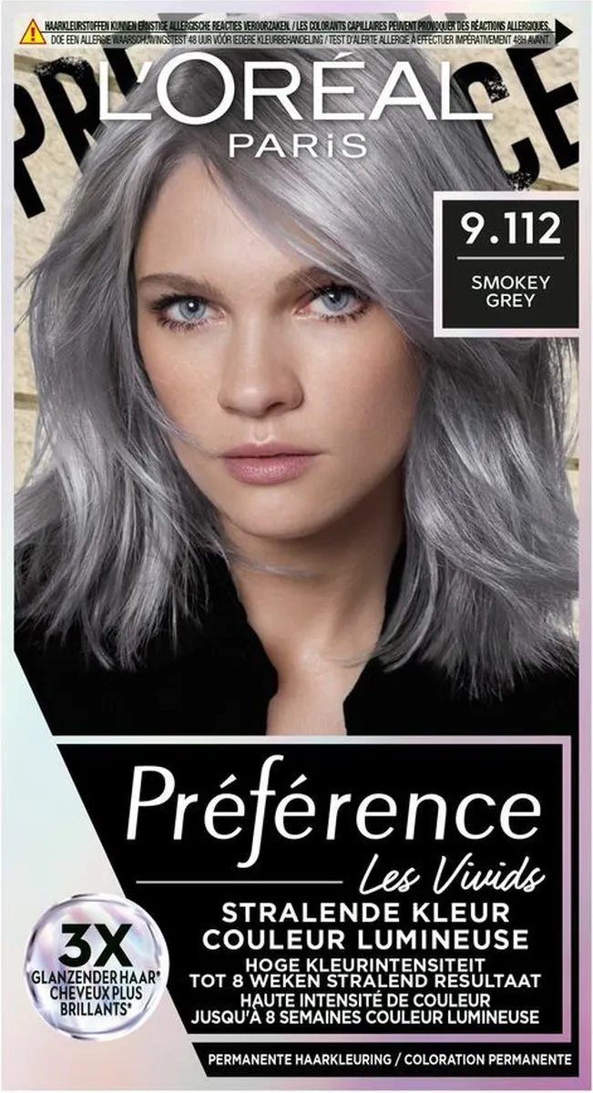 L'Oréal Paris Preference Vivids 9.112 Smokey Grey Permanent Haarkleuring - 6 Stuks