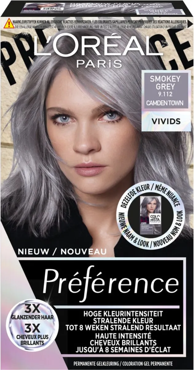 L'Oréal Paris Preference Vivids 9.112 Smokey Grey Permanent Haarkleuring