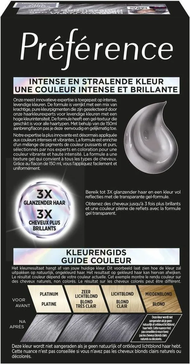 L'Oréal Paris Preference Vivids 9.112 Smokey Grey Permanent Haarkleuring - 6 Stuks