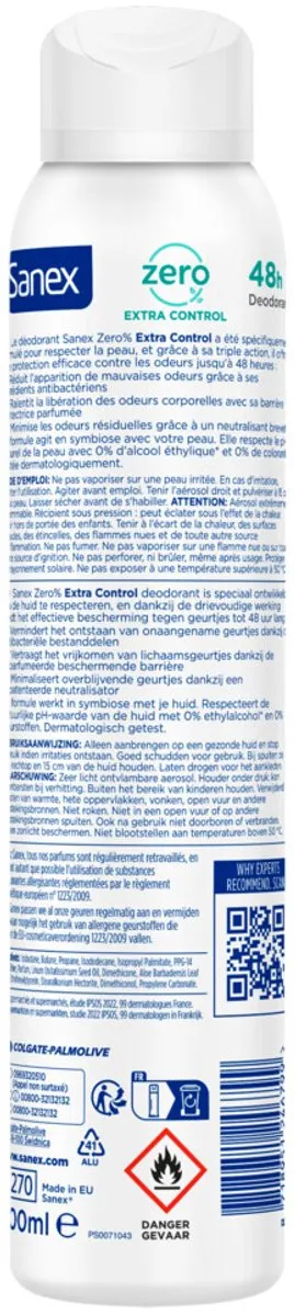Sanex Deodorant Spray Zero% Extra Control 200ml