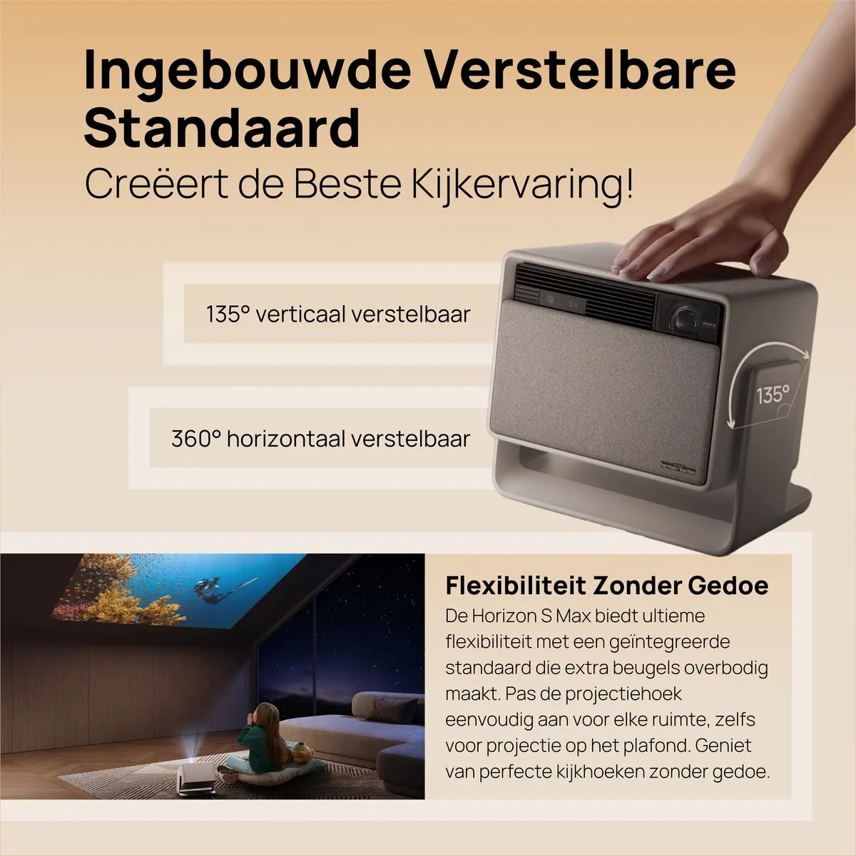 XGIMI Horizon S Max 4K Smart Projector - 3000 ISO Lumens - Beige/Grijs - afbeelding 6 van 6