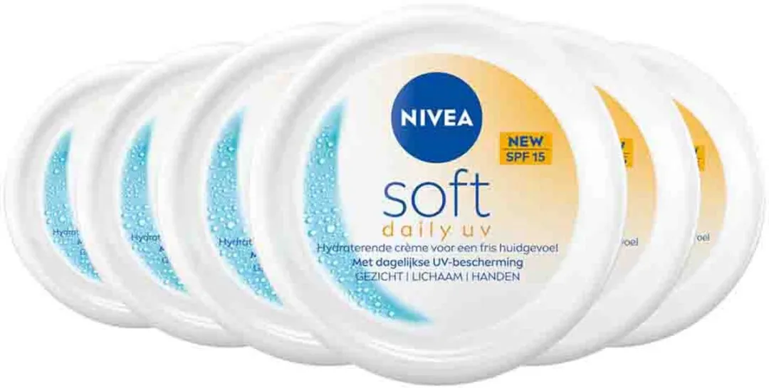 NIVEA Soft Daily UV SPF15 Lichaamscrème 200ml - 6 Stuks