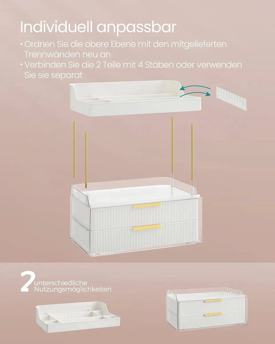 Songmics Make-up Organizer 4-laags - 20x32x39cm - Wolkenwit