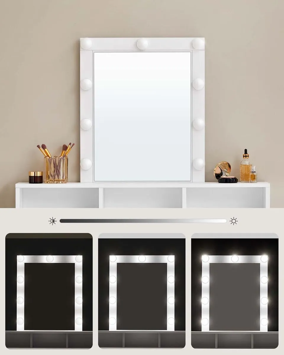Songmics VASAGLE RDT164W01 Kaptafel met LED-verlichting - Wit