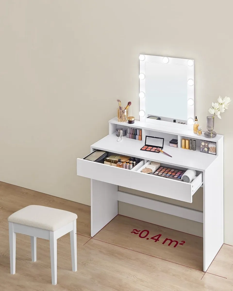 Songmics VASAGLE RDT164W01 Kaptafel met LED-verlichting - Wit