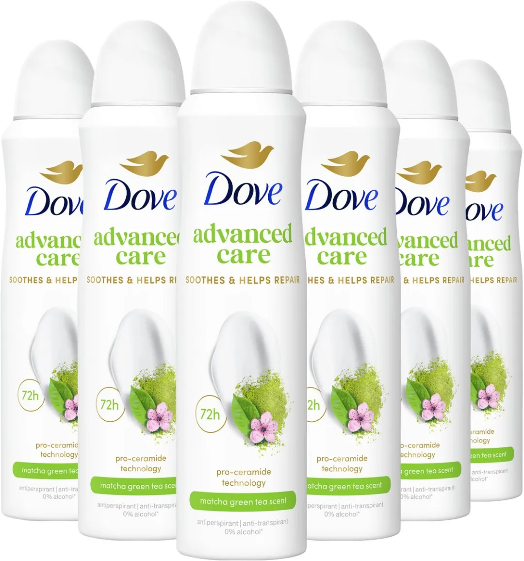 Dove Advanced Care Anti-Transpirant Spray Matcha Green Tea - 6x150ml