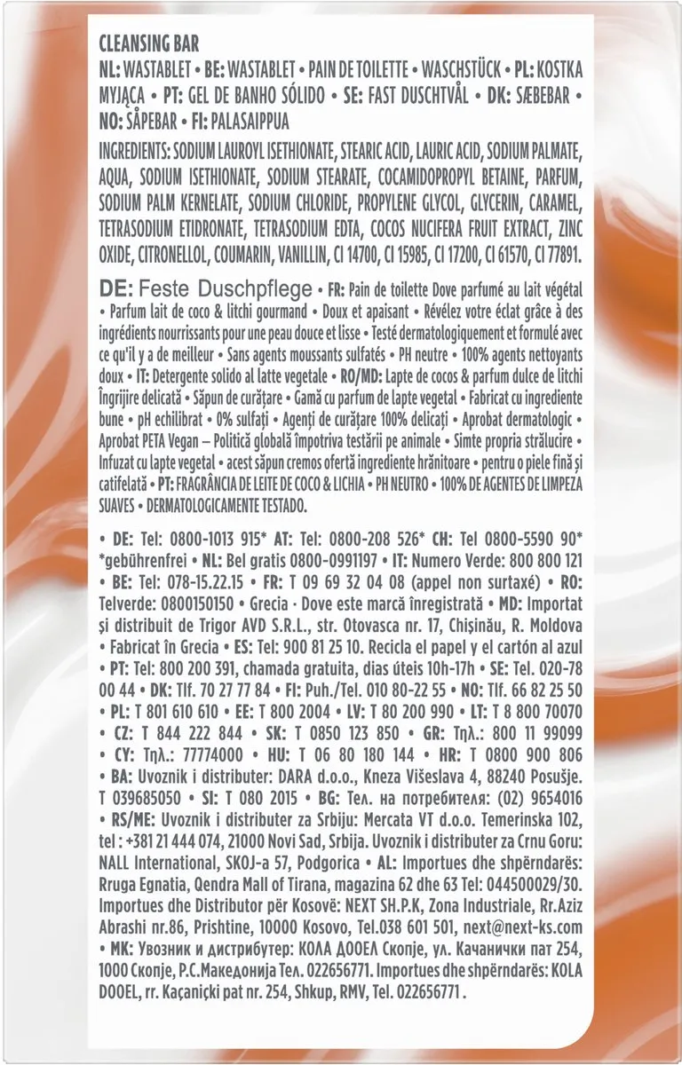 Dove Plant Milk Beauty Bar - Coconut Milk & Sugar Lychee - 8x141g - afbeelding 6 van 6