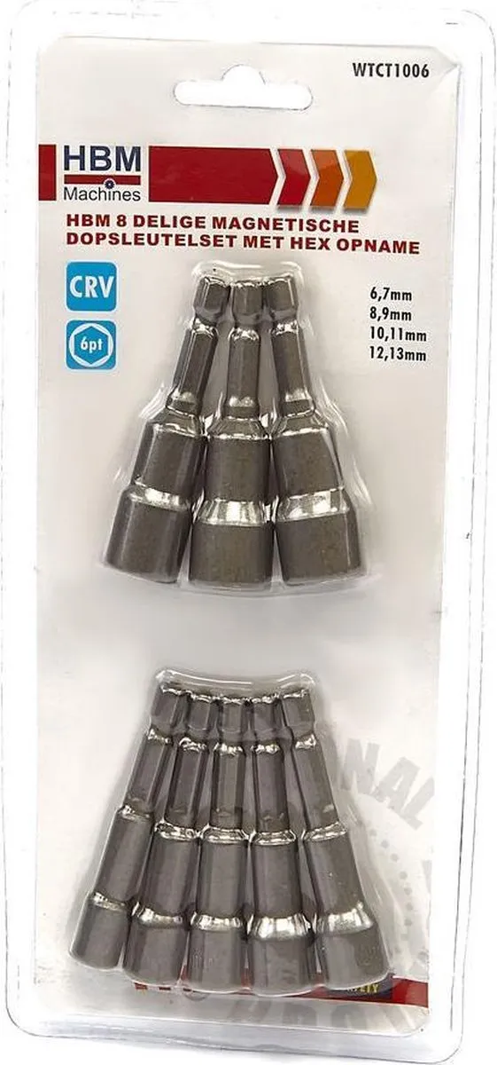 HBM Machines Magnetische Dopsleutelset 8-delig 27mm