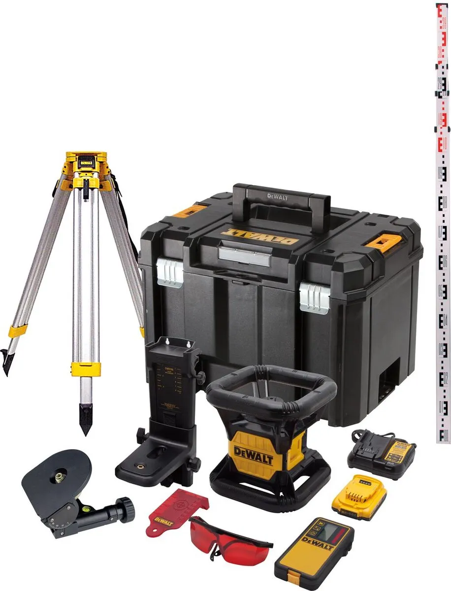 DeWALT DCE074D1R-SET Volautomatische roterende laser rood + statief + meetlat 18