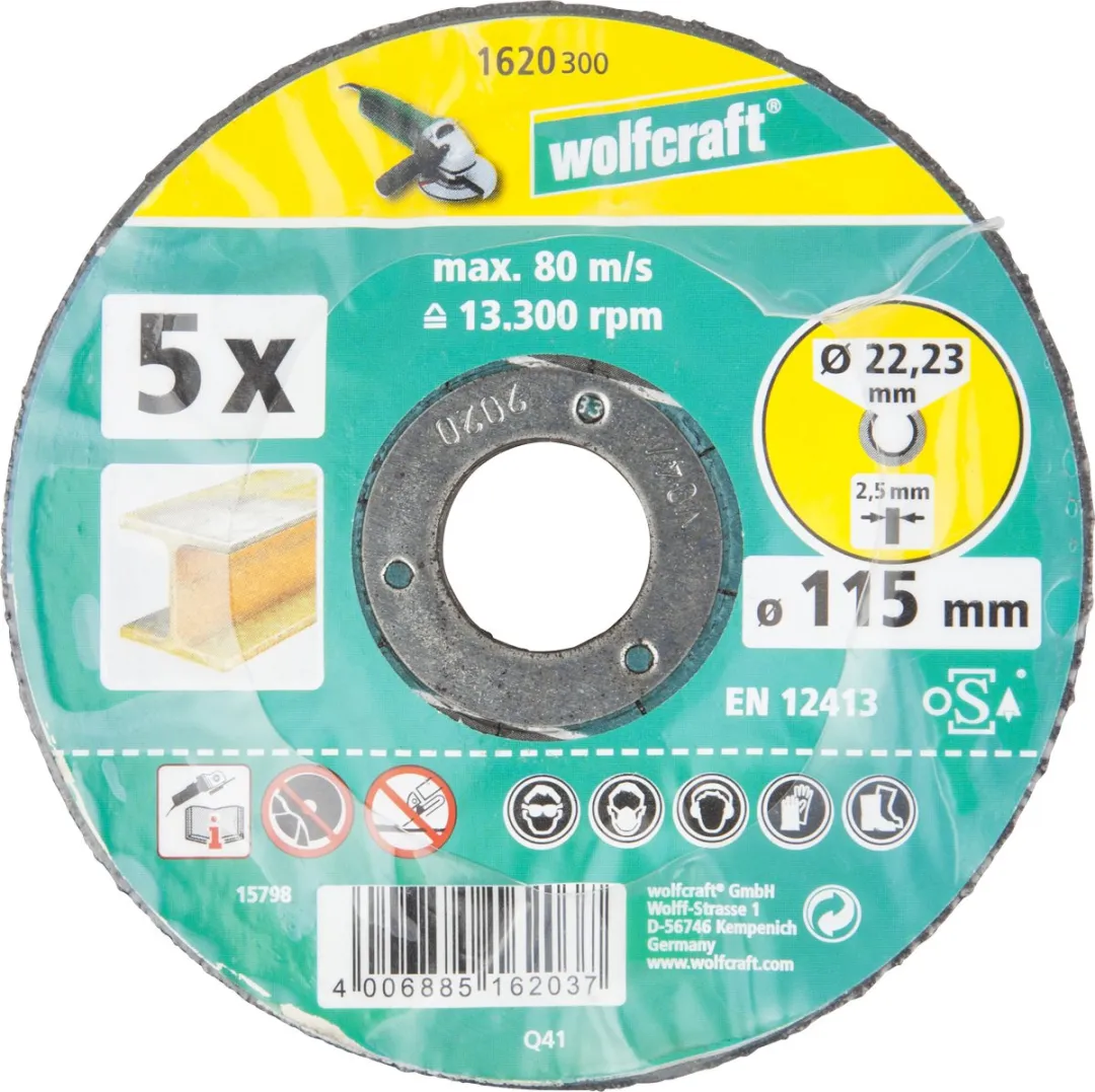 Wolfcraft Doorslijpschijven Metaal 115mm