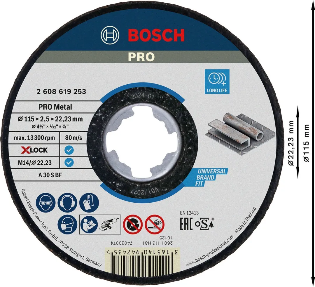 Bosch Professional Doorslijpschijf 115mm 23mm - 22.23mm As