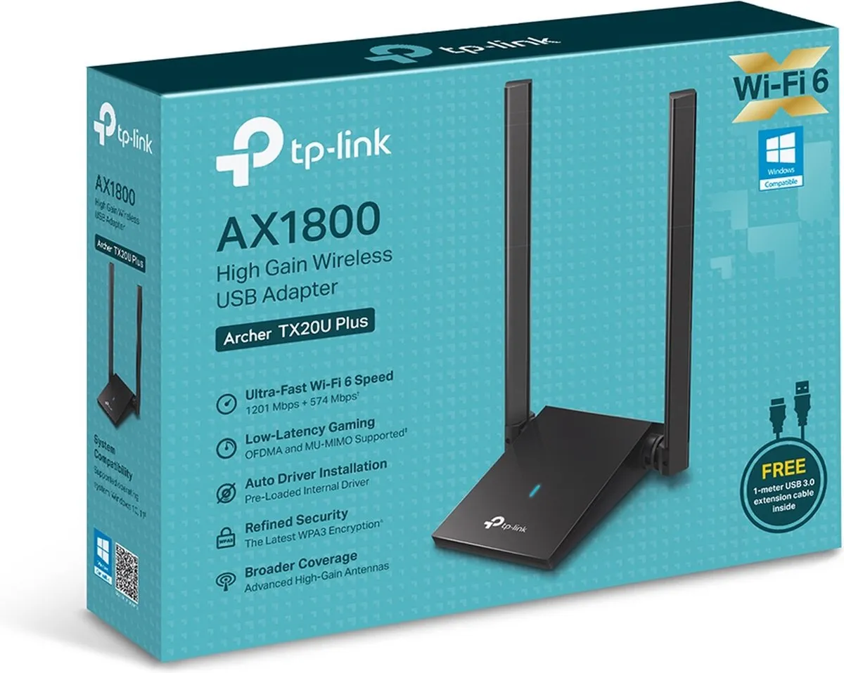 TP-Link Archer TX20U Plus WiFi-Adapter AX1800 - Zwart