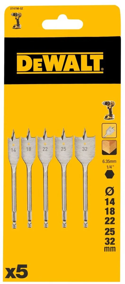 DeWalt DT4798-QZ Speedboorset 5-delig 14-32mm - Hout/Glas