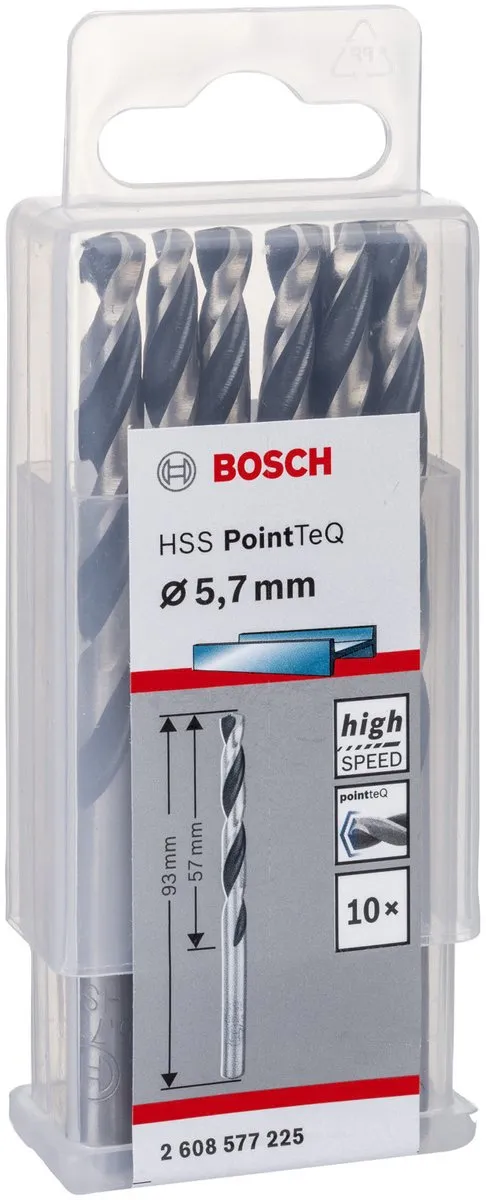 Bosch HSS PointTeQ DIN 338 5,7x57x93mm - 10 Stuks
