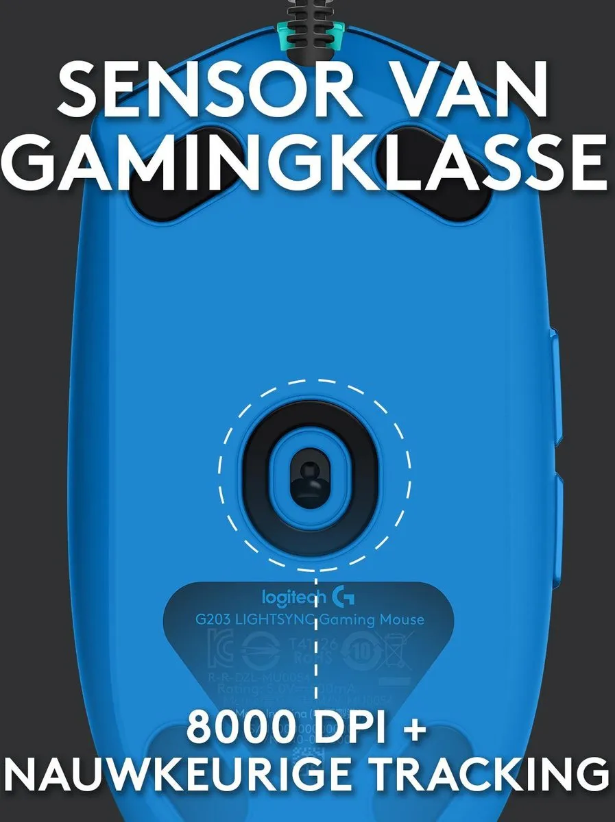 Logitech G203 LIGHTSYNC - Bedrade Gaming Muis - RGB verlichting - Blauw