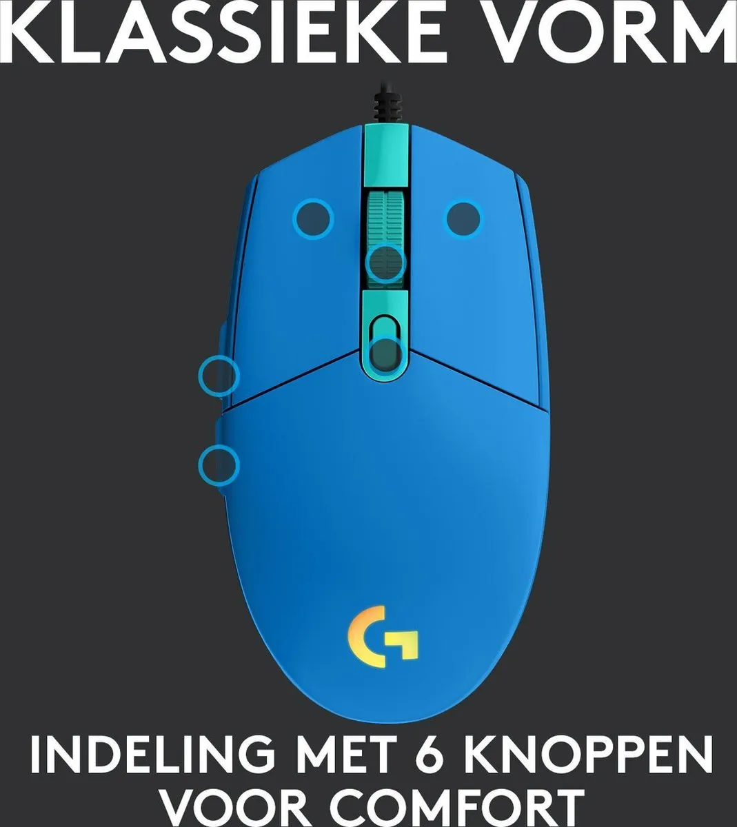 Logitech G203 LIGHTSYNC - Bedrade Gaming Muis - RGB verlichting - Blauw