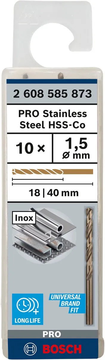 Bosch Professional ST. LINE HSS-CO Boor 1,5mm - 10 Stuks