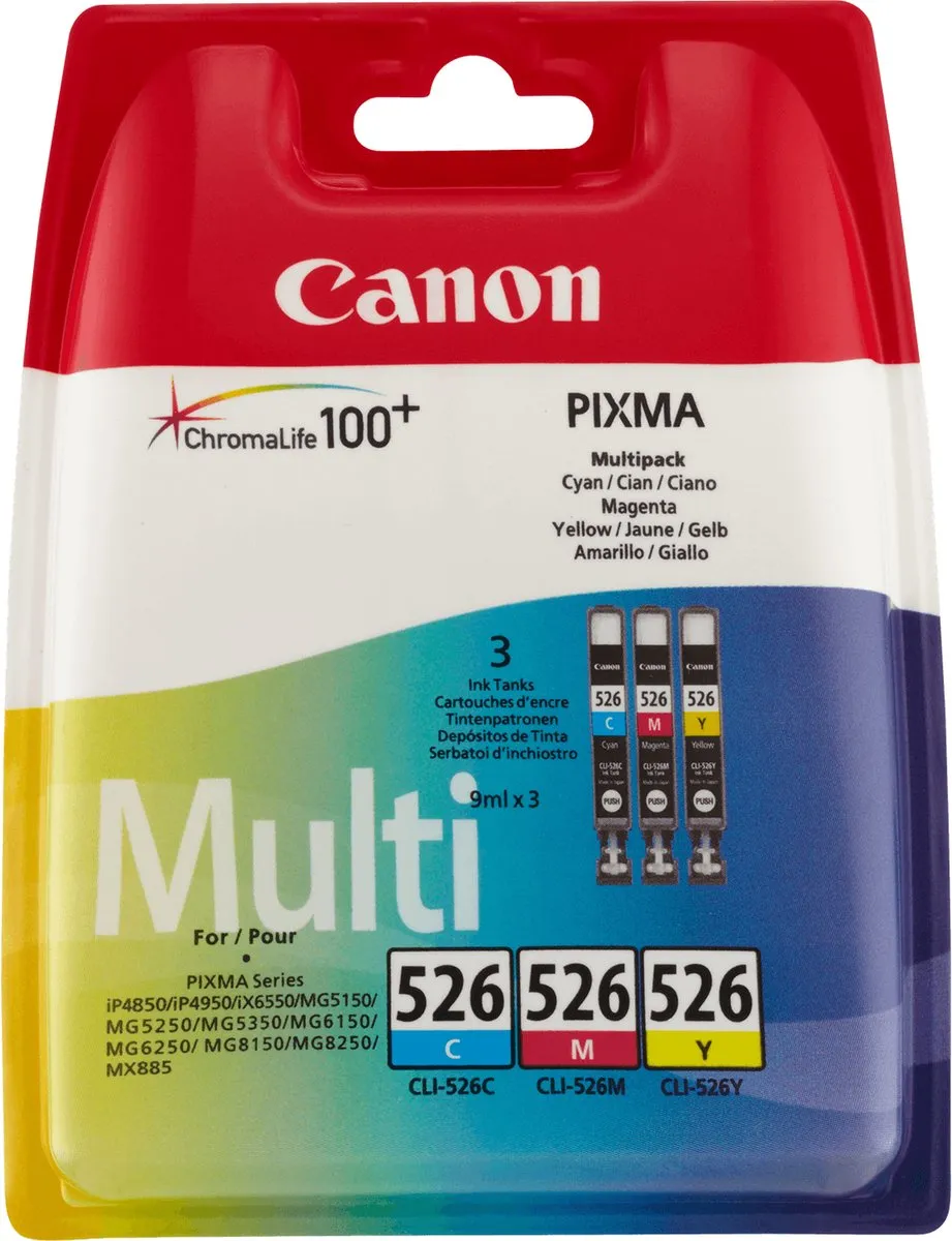 Canon CLI-526 Inktcartridge - Cyaan/Magenta/Geel 9ml