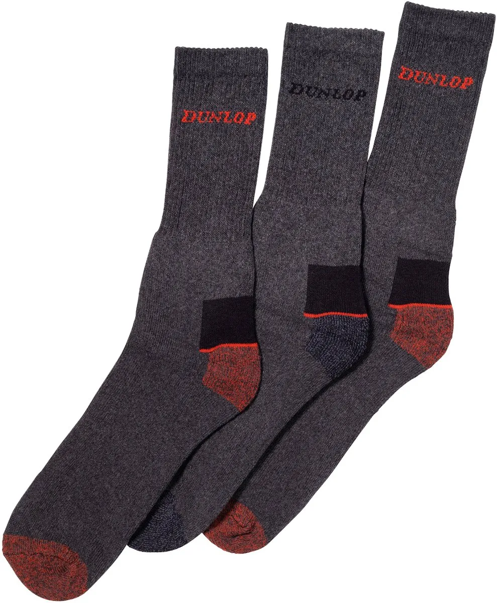 Dunlop Heren Werksokken 3-Pack - Grijs