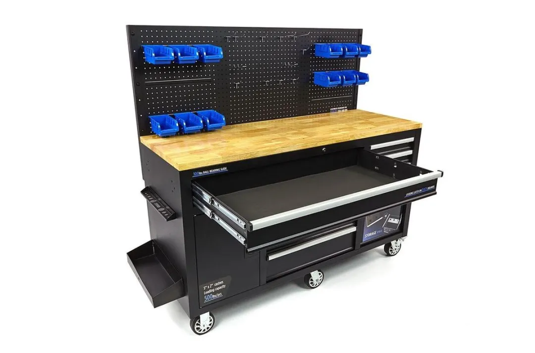HBM 158cm 10-Laden Werkbank met deur en achterwand - 12 bakken