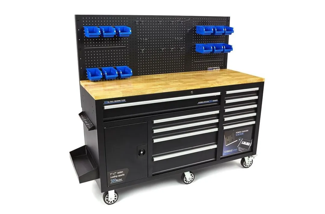 HBM 158cm 10-Laden Werkbank met deur en achterwand - 12 bakken