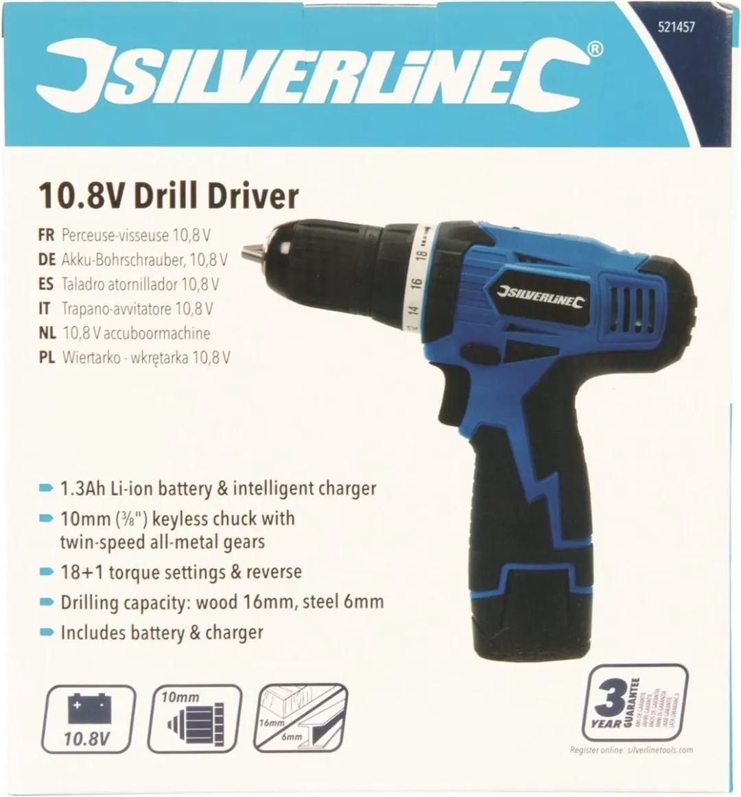 Silverline 10,8V Accuboormachine 1300mAh - 521457