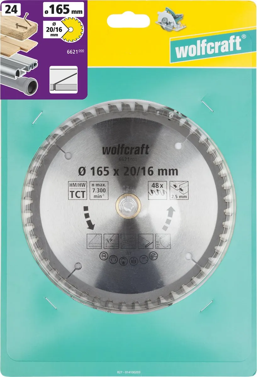 Wolfcraft Cirkelzaagblad 165x20mm 48 Tanden - Serie Lila