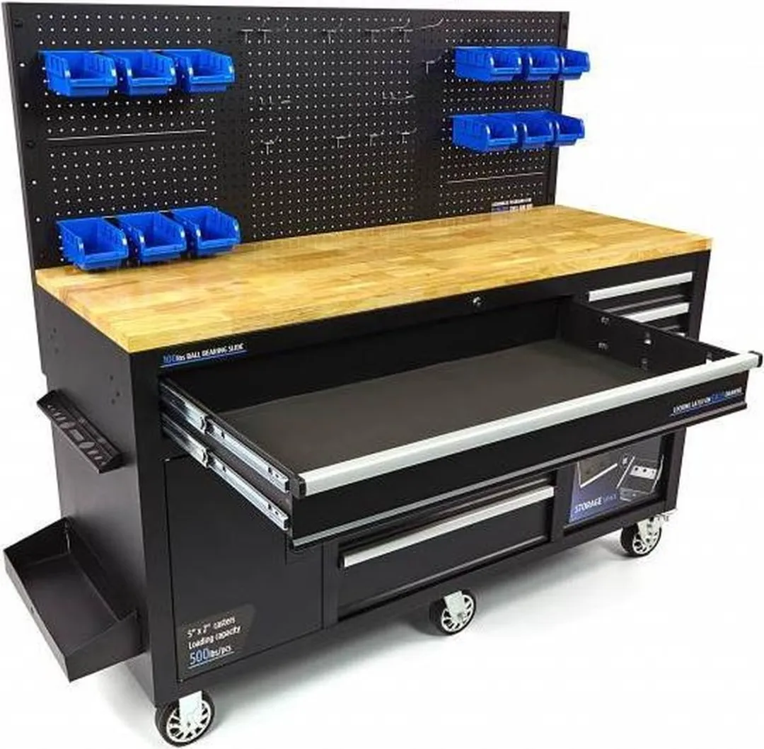 HBM werkbank met deur en achterwand 10 laden 158 cm zwart