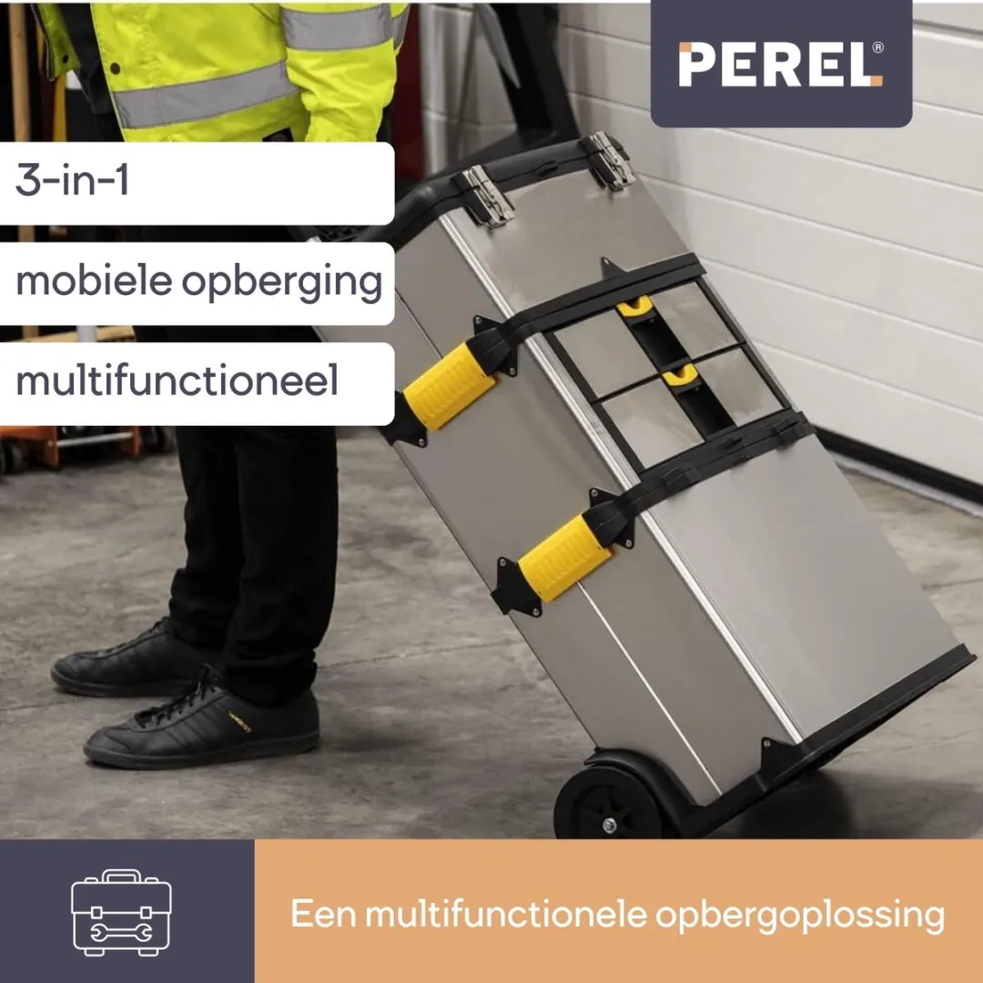 Perel Gereedschapswagen OTBA4 3-in-1 - Zilverkleurig