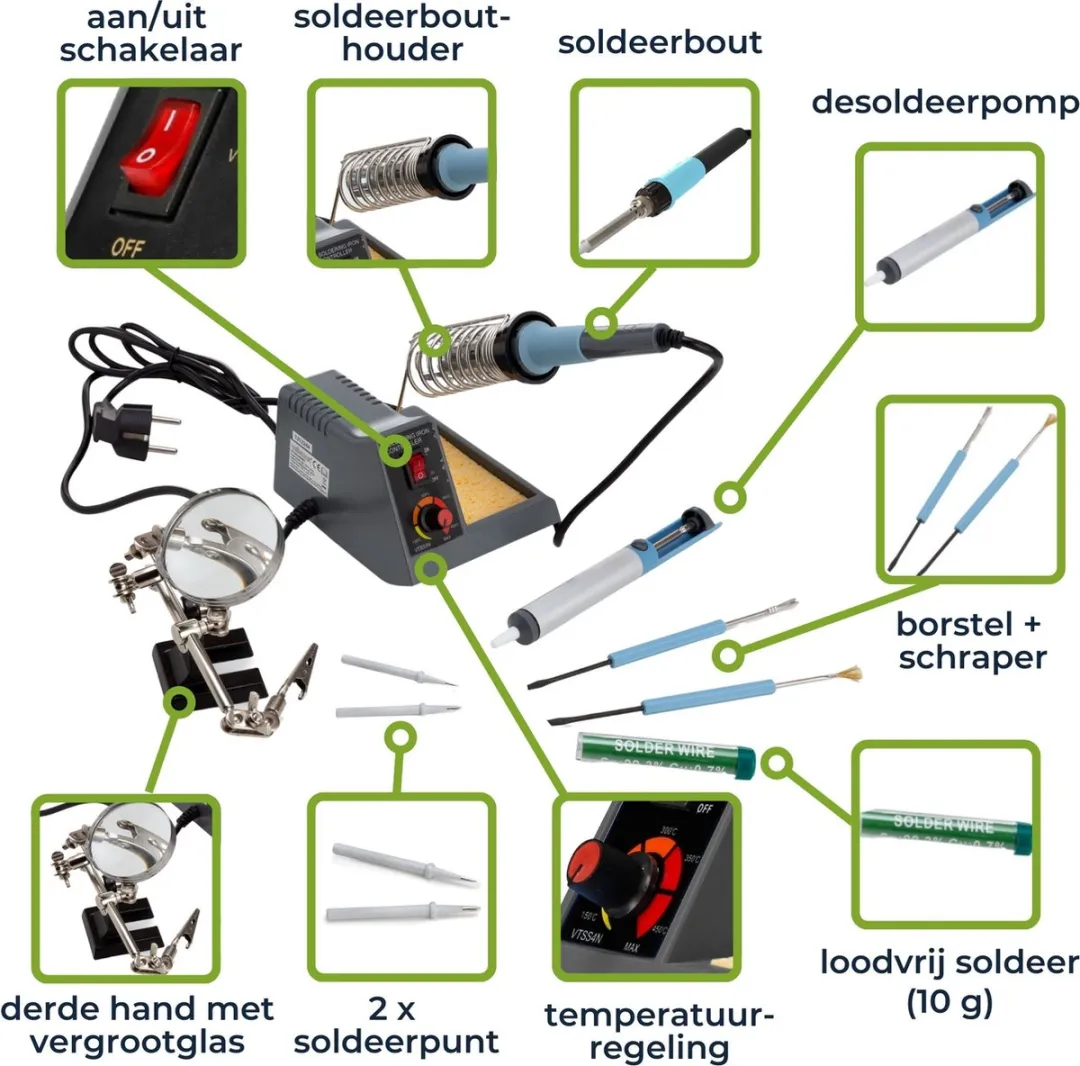 Velleman VTSS4NSET Soldeerstation 48W - met accessoires