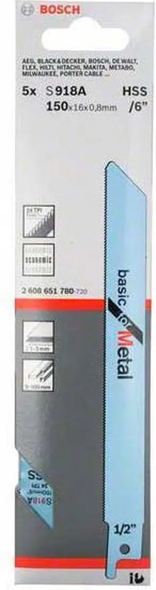 Bosch REC S918A 5 Zaagbladen - Metaal/Kunststof